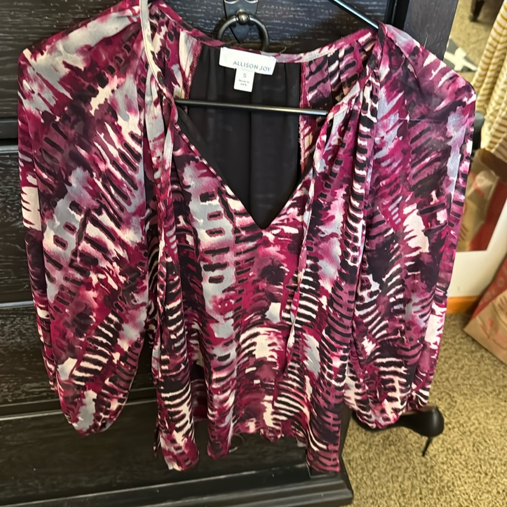 Allison Joy Purple Tie Die Pattern Blouse Small